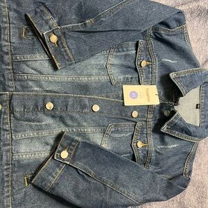 HAPPLAN Women's Jean Jacket With Distressing  Women’s Size Medium NWT